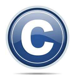 Poster - Copyright blue round web icon. Circle isolated internet button for webdesign and smartphone applications.