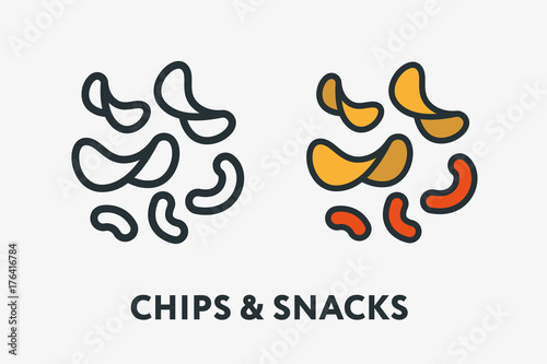 Download Potato Chips And Corn Snacks Sticks Fast Food Minimal Flat Line Outline Colorful And Stroke Icon Pictogram Buy This Stock Vector And Explore Similar Vectors At Adobe Stock Adobe Stock Yellowimages Mockups