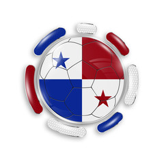 Canvas Print - Soccer ball with the national flag of Panama. Modern emblem of soccer team. Realistic vector illustration.