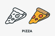 © Артём Ковязин - Italian Pizza Salami Pepperoni Slice With Melted Cheese Minimal Flat Line Outline Colorful and Stroke Icon Pictogram