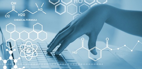 Poster - Composite image of graphic image of chemical formulas