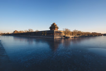 The Forbidden City And Moat In Winter,Beijing