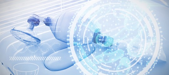 Poster - Composite image of digital image of dna interface