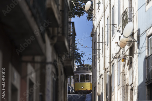 Plakat zabytkowy tramwaj Lizbona Portugalia