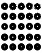 © Design Studio RM - Black silhouettes of different circular saw blades, vector