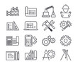 © the8monkey - Engineering and manufacturing vector icon set in thin line style