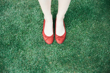 Red Shoes On Grass
