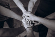 © SergeyCash - Many Hands Joined Together. Black and white. Team Concept.