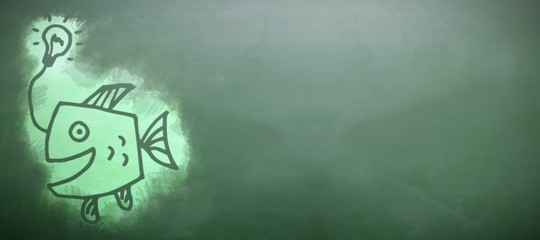 Poster - Composite image of illustrative image of fish and light bulb
