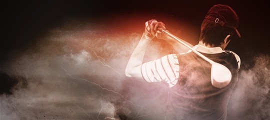 Poster - Composite image of man playing golf