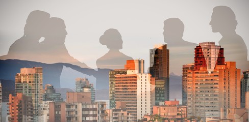 Poster - Composite image of silhouettes sitting