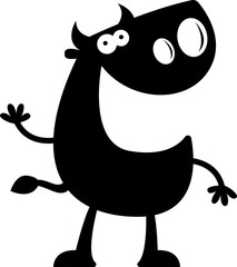 Poster - Cartoon Bull Silhouette Waving