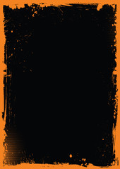 orange and black Halloween background with grunge border