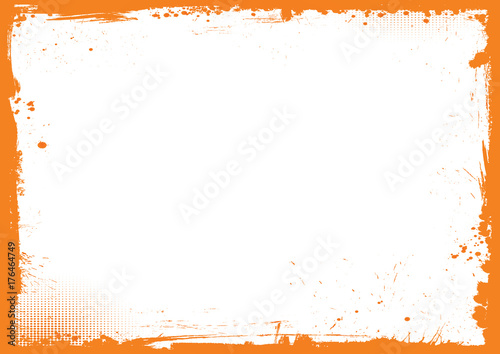 Fotomural horizontal orange and black Halloween background, grunge border