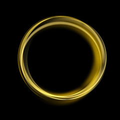 Poster - abstract gold lighting luxury circle design with glitter effect on dark background. use for your pro