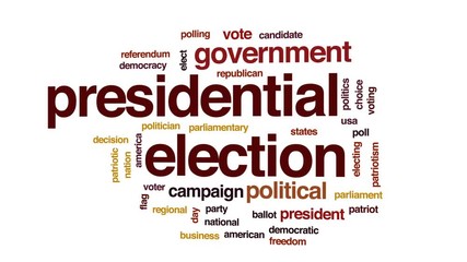 Wall Mural - Presidential election animated word cloud, text design animation.