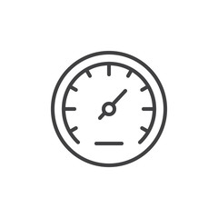 Speedometer line icon, outline vector sign, linear style pictogram isolated on white. Gauge symbol, logo illustration. Editable stroke