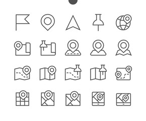 Poster - Maps UI Pixel Perfect Well-crafted Vector Thin Line Icons 48x48 Ready for 24x24 Grid for Web Graphics and Apps with Editable Stroke. Simple Minimal Pictogram
