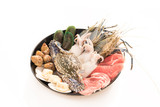 Fototapeta Dziecięca - Fresh seafood in plate on white background