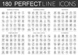 © lembergvector - 180 outline mini concept infographic symbol icons of finance banking, economics market, imsurance, cyber security, legal laws and justice, e-commerce.