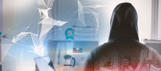 Poster - Composite image of rear view of spy in hoodie
