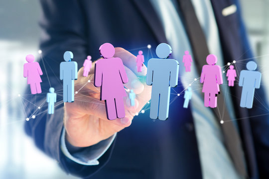 Couple of a man and a woman meeting on the internet - 3D rendering