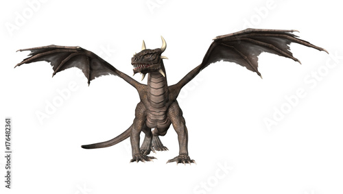 Plakat 3D Rendering Fantasy Dragon na białym tle