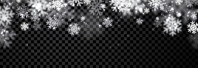 Black winter banner with snowflakes.