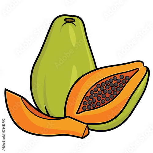 Papaya Cartoon Illustration of cute cartoon papaya. Stock