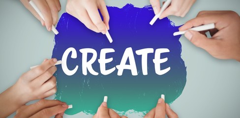 Poster - Composite image of business people writing with chalks