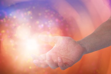 Poster - Composite image of hand of man pretending to hold an invisible