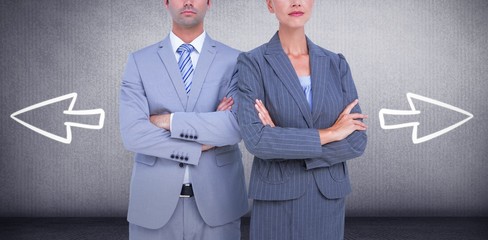 Poster - Composite image of business people with arms crossed looking at