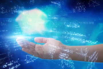 Poster - Composite image of cropped hand of woman offering