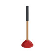 Cartoon simple gradient rubber plunger with long wooden handle. Cleaning vector illustration.