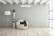 © 3DarcaStudio - Modern bright living room with air conditioning. 3D rendering