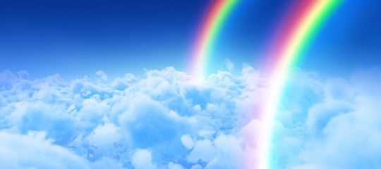 Poster - Composite image of digital image of rainbow