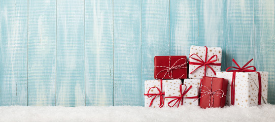 Wall Mural - Christmas wrapped gift boxes