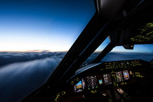 Airliner Cockpit In Flight 