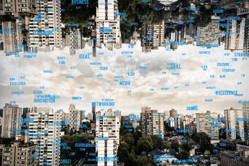 Poster - Composite image of connection dots over black background