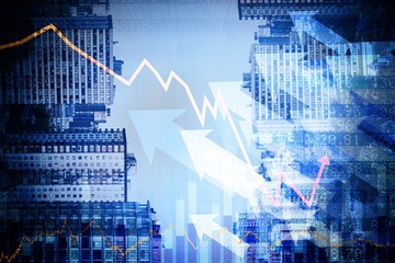 Poster - Composite image of stocks and shares