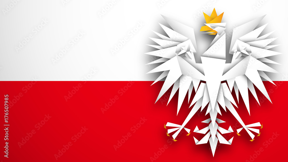 flaga Polski wektor - obrazy, fototapety, plakaty 