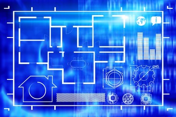 Poster - Composite image of composite image of house blueprint