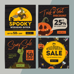 Wall Mural - set of creative social media sale web banners design for online shop or store. trendy vector ad offe