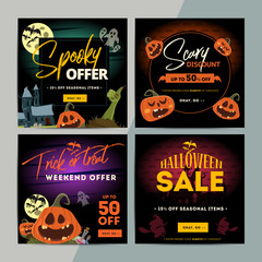 Wall Mural - set of creative social media sale web banners design for online shop or store. trendy vector ad offe
