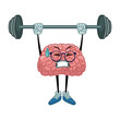 Cute brain cartoon doing exercise icon vector illustration graphic design