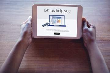 Poster - Composite image of let us help you text with computer icon
