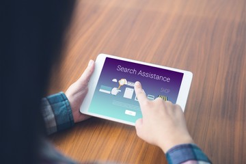 Poster - Composite image of search assistance text with icons