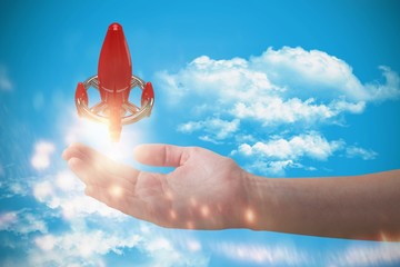 Poster - Composite image of cropped hand of woman offering