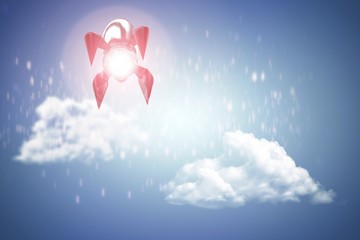 Poster - Composite image of low angle view of rocket 