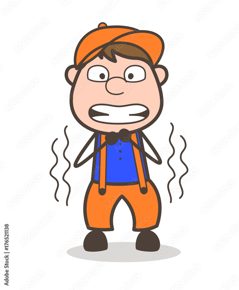 Cartoon Employee Shivering in Fear Vector Illustration Stock Vector | Adobe  Stock, image size:822x1000